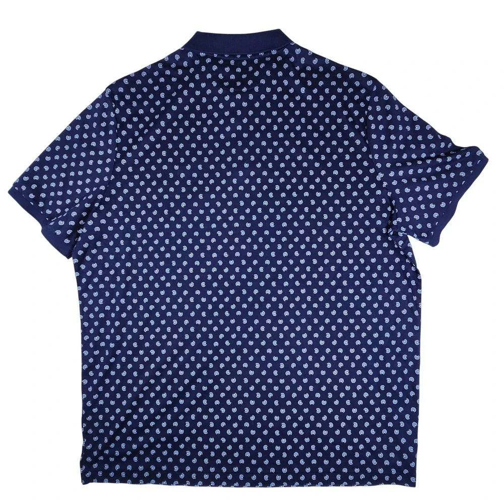 NWT Polo Ralph Lauren Men Blue Horseshoe Medallion Print Polo Shirt XXL /‎ 2XL